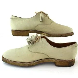 Royal Tweed Church\'s Cheaney of England White Leather Tassled Oxford (12 US) Vtg Royal TWEED by Cheaney of England Church main image 3
